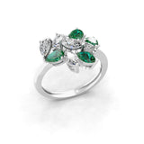 Emerald and Lab Grown Diamond 1.51Tcw Engagement Ring 14K Fine Gold
