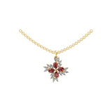 Ruby Pear Lab Grown Marquise Diamond Pendant 14K Fine Gold Necklace 2.10Tcw