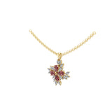 Ruby Pear Lab Grown Marquise Diamond Pendant 14K Fine Gold Necklace 2.10Tcw