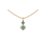 Emerald Round Lab Grown Diamond 0.44Tcw Charm Pendant 14K Fine Gold Necklace