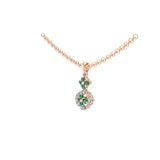 Emerald Round Lab Grown Diamond 0.44Tcw Charm Pendant 14K Fine Gold Necklace