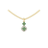 Emerald Round Lab Grown Diamond 0.44Tcw Charm Pendant 14K Fine Gold Necklace