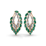 Marquise Cut Emerald Lab Grown Diamond Leaf Design Hoop Earring 14K Gold 4.26Tcw