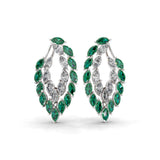 Marquise Cut Emerald Lab Grown Diamond Leaf Design Hoop Earring 14K Gold 4.26Tcw