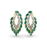 Marquise Cut Emerald Lab Grown Diamond Leaf Design Hoop Earring 14K Gold 4.26Tcw