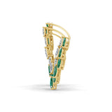 Marquise Cut Emerald Lab Grown Diamond Leaf Design Hoop Earring 14K Gold 4.26Tcw