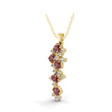 Lab Grown Diamond Oval Ruby Cluster Pendant 14K Fine Gold Necklace 0.86Tcw