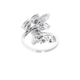 Pear Blue Sapphire Lab Grown Diamond 2.51Tcw Bypass Ring 14k Fine Gold