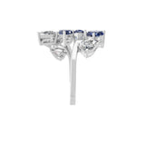 Pear Blue Sapphire Lab Grown Diamond 2.51Tcw Bypass Ring 14k Fine Gold