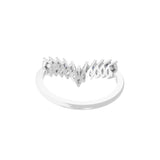 Blue Sapphire Marquise Lab Grown Diamond 14K Gold Chevron Design Ring 0.70Tcw