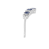 Blue Sapphire Marquise Lab Grown Diamond 14K Gold Chevron Design Ring 0.70Tcw