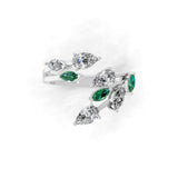 Lab Grown Diamond Emerald Marquise Pear 1.14Tcw 14K Fine Gold Bypass Ring
