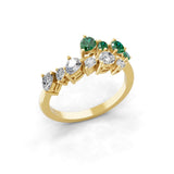 0.78Tcw Pear Cut Emerald Bypass Ring Lab Grown Diamond 14K Fine Gold