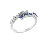 Blue Sapphire Lab Grown Diamond Crisscross Ring 0.41Tcw 14K Fine Gold