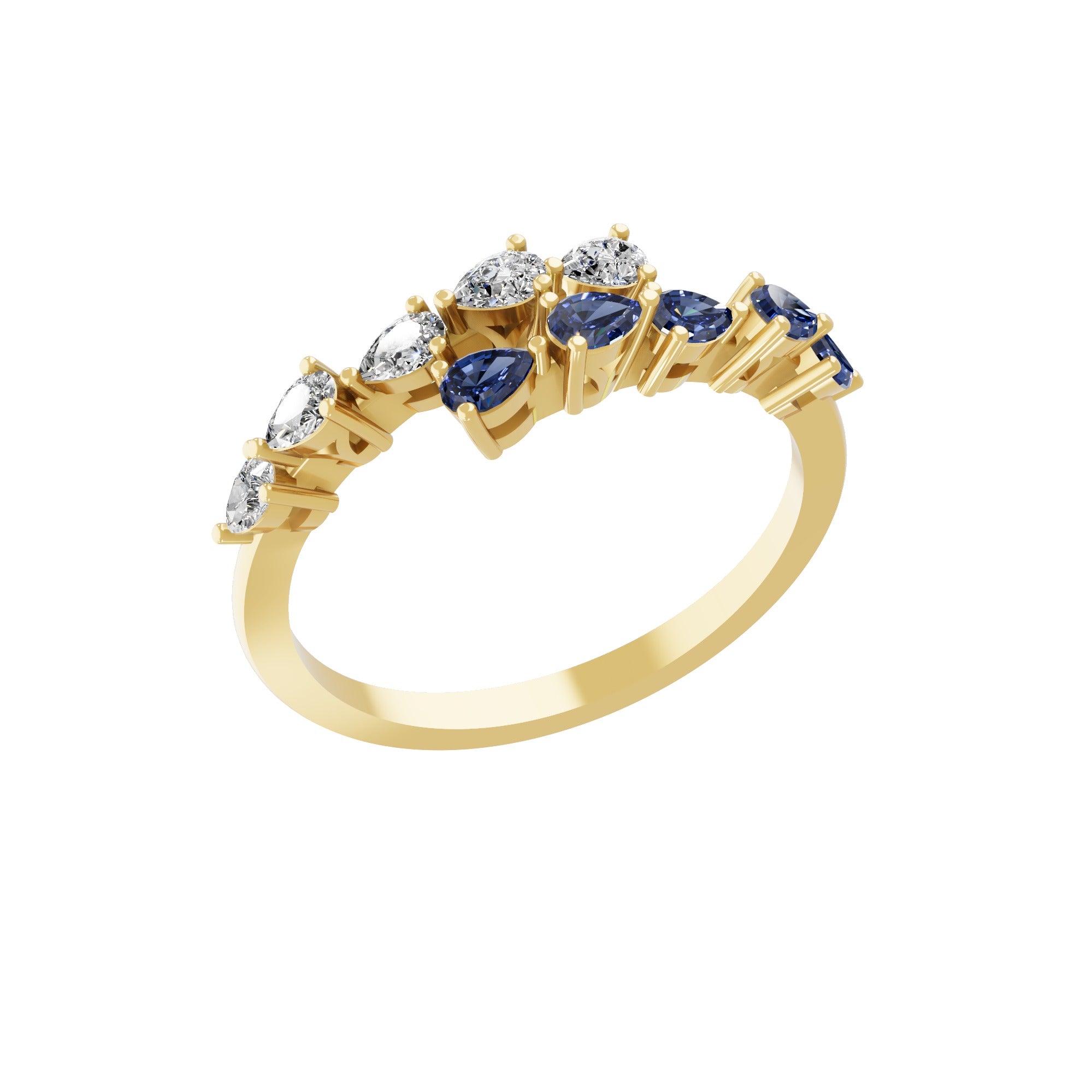 Blue Sapphire Lab Grown Diamond Crisscross Ring 0.41Tcw 14K Fine Gold