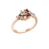 0.58Tcw Ruby Round Lab Grown Diamond Cluster Ring 14K Fine Gold