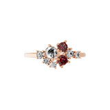 0.58Tcw Ruby Round Lab Grown Diamond Cluster Ring 14K Fine Gold