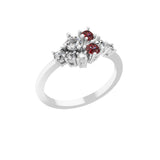0.58Tcw Ruby Round Lab Grown Diamond Cluster Ring 14K Fine Gold