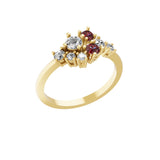 0.58Tcw Ruby Round Lab Grown Diamond Cluster Ring 14K Fine Gold