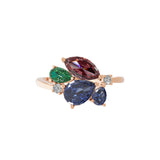 Multicolor Stone Lab Grown Diamond 14K Fine Gold Cluster Ring 1.83Tcw