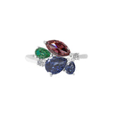 Multicolor Stone Lab Grown Diamond 14K Fine Gold Cluster Ring 1.83Tcw