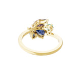 Multicolor Stone Lab Grown Diamond 14K Fine Gold Cluster Ring 1.83Tcw