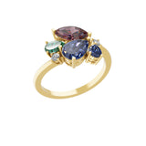 Multicolor Stone Lab Grown Diamond 14K Fine Gold Cluster Ring 1.83Tcw