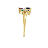 Multicolor Stone Lab Grown Diamond 14K Fine Gold Cluster Ring 1.83Tcw