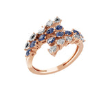 0.73Tcw Blue Sapphire Pear Lab Grown Diamond 14K Fine Gold Bypass Ring