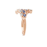 0.73Tcw Blue Sapphire Pear Lab Grown Diamond 14K Fine Gold Bypass Ring