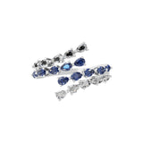 0.73Tcw Blue Sapphire Pear Lab Grown Diamond 14K Fine Gold Bypass Ring