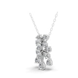 14K Fine Gold 1.91Ct Lab Grown Round Pear Diamond Cluster Pendant Necklace