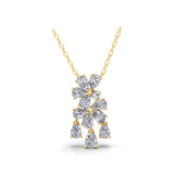 14K Fine Gold 1.91Ct Lab Grown Round Pear Diamond Cluster Pendant Necklace