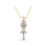 Lab Grown Multi Shape Diamond 1.02Ct Cluster Pendant 14K Fine Gold Necklace