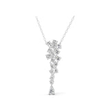 Aesthetic Flower Drop Lab Grown Round Diamond Charm Pendant Necklace 2.05Ct