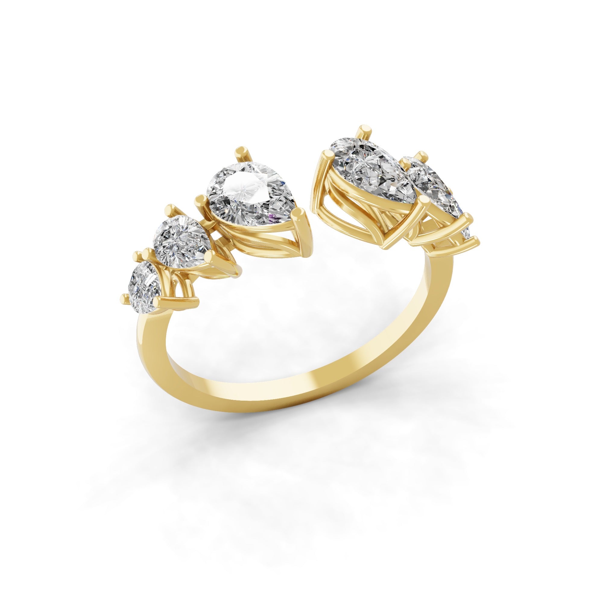 1.77Ct Lab Grown Diamond Pear Cut Open Style Stackable Ring 14K Fine Gold