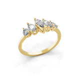 Pear Marquise Cut 1.02Ct Lab Grown Diamond Five Stone Stackable Band Ring