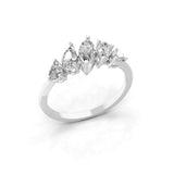 Five Stone Pear Marquise Lab Grown Diamond Ring 14K Fine Gold 1.02Ct
