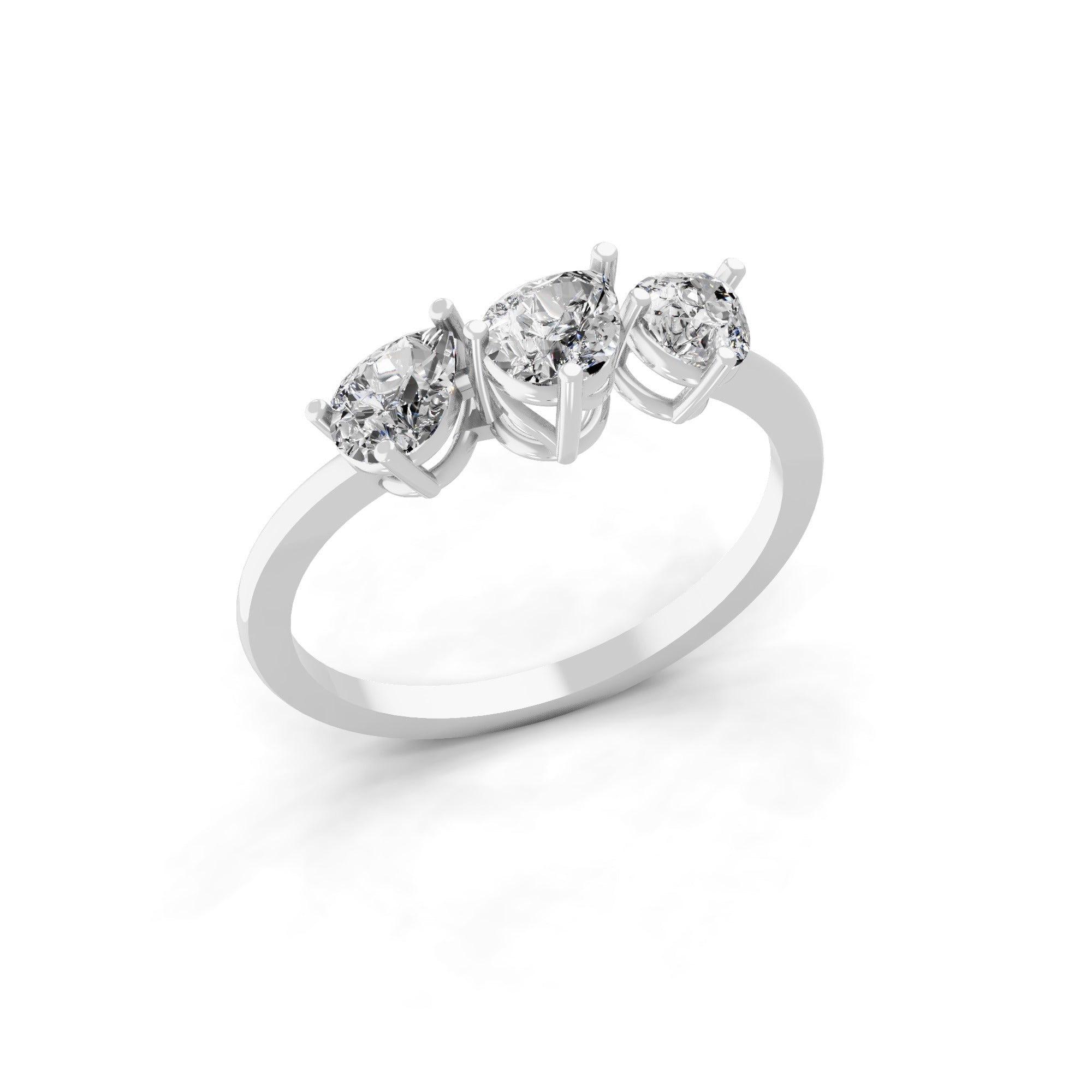 14K Fine Gold Pear Shape 1.05Ct Lab Grown Diamond Cluster Band Ring