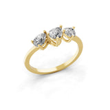 14K Fine Gold Pear Shape 1.05Ct Lab Grown Diamond Cluster Band Ring