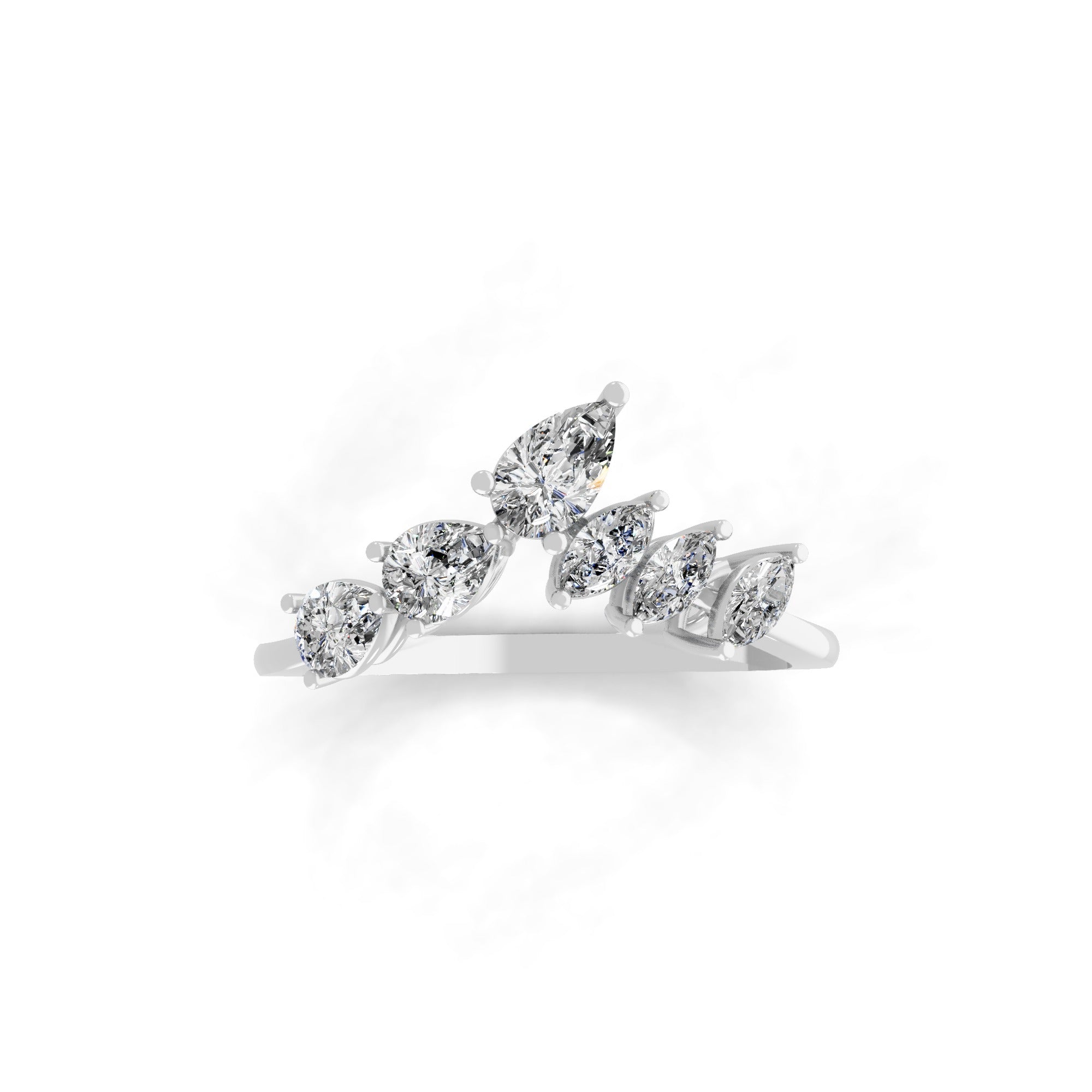 Pear Marquise 0.82Ct Lab Grown Diamond Band Ring 14K Fine Gold