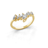Pear Marquise 0.82Ct Lab Grown Diamond Band Ring 14K Fine Gold