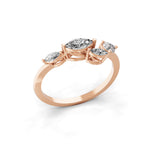 14K Fine Gold 0.59Ct Lab Grown Pear Marquise Diamond Cuff Minimalist Ring