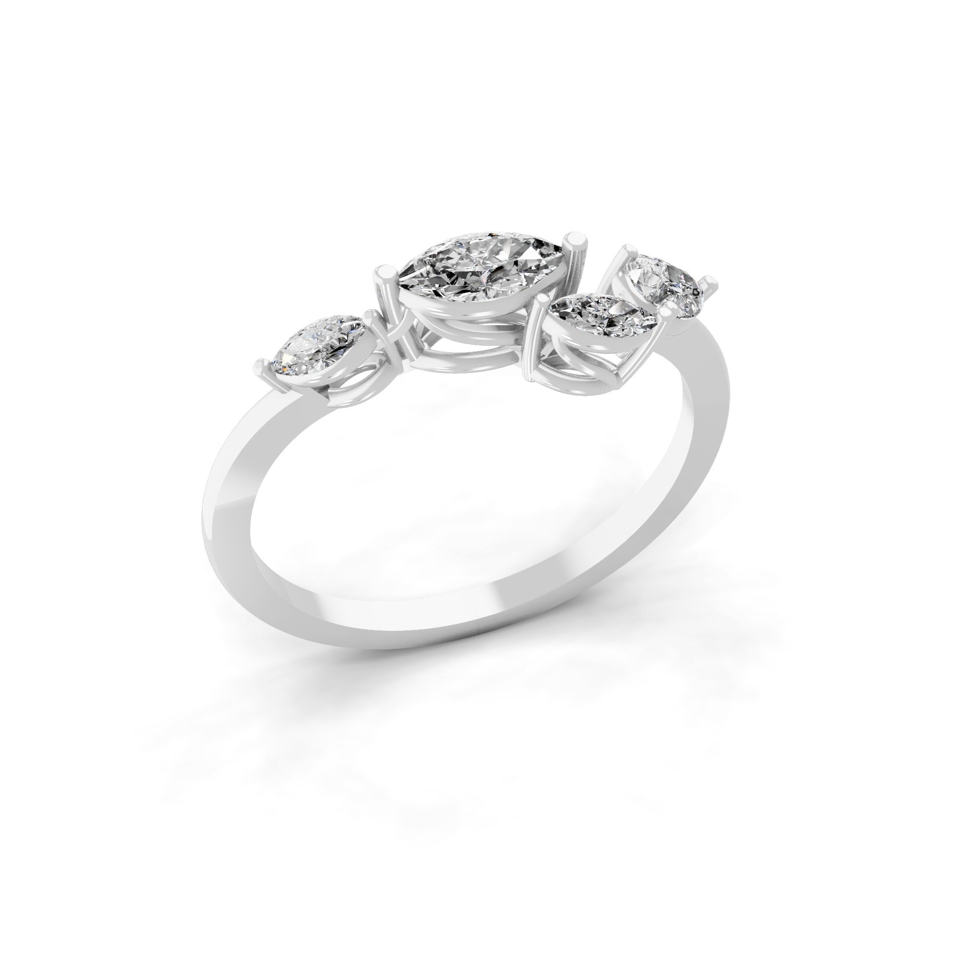 14K Fine Gold 0.59Ct Lab Grown Pear Marquise Diamond Cuff Minimalist Ring