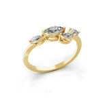 14K Fine Gold 0.59Ct Lab Grown Pear Marquise Diamond Cuff Minimalist Ring