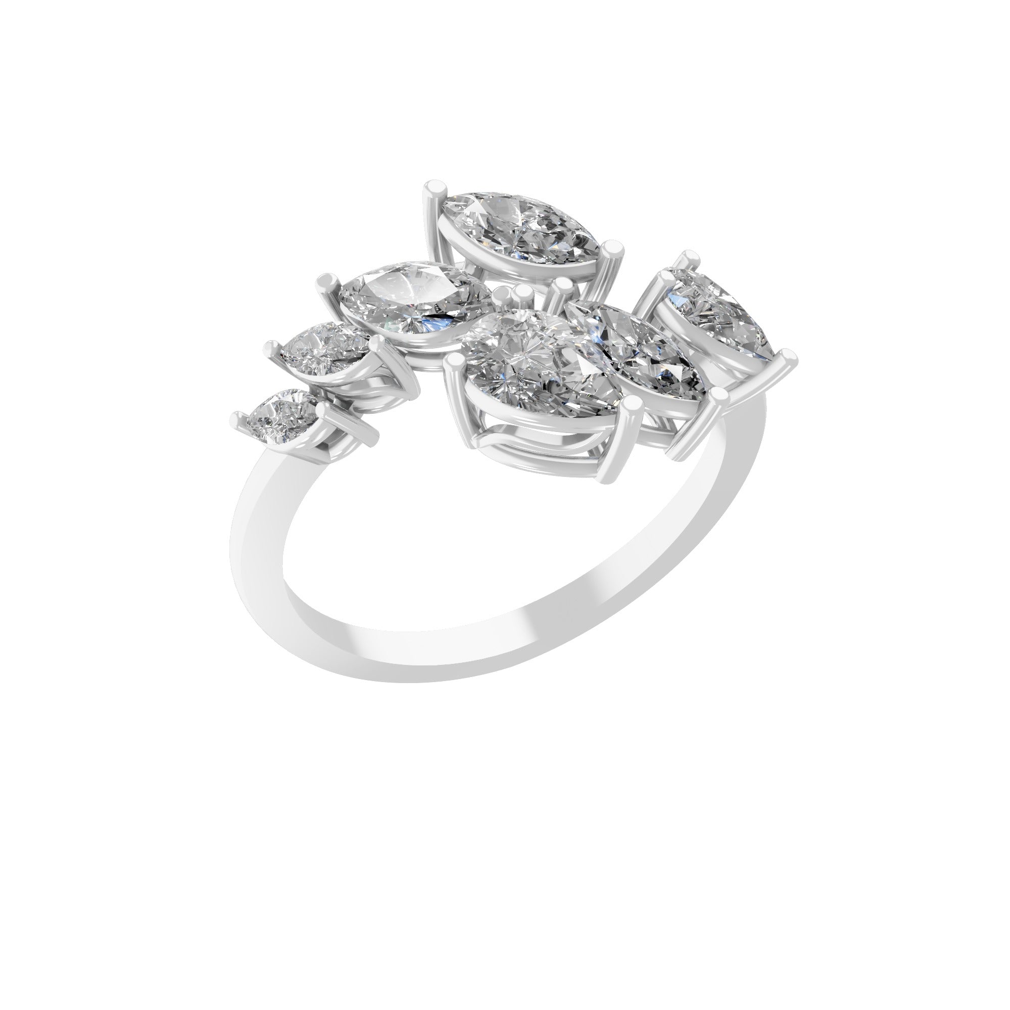 Lab Grown Diamond Marquise Pear Cut 1.80Ct 14K Fine Gold Band Ring