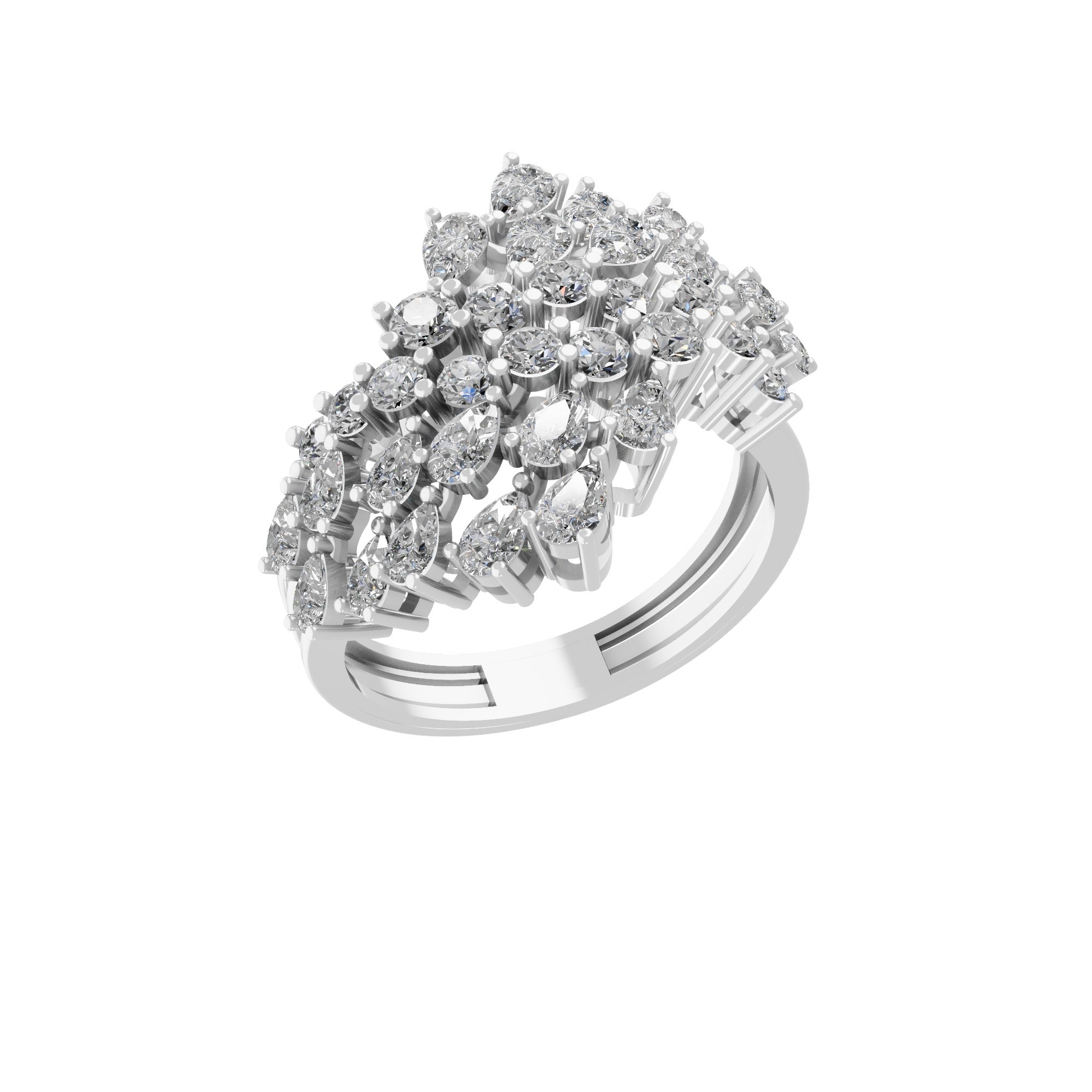 14K Fine Gold Pear Round Lab Grown Diamond 2.19Ct Bypass Ring