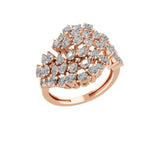 Lab Grown Round Pear Cut Diamond 14K Fine Gold Cluster Ring 2.22Ct
