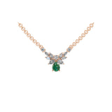 1.76Tcw Pear Shaped Emerald Drop Pendant Lab Gown Diamond 14K Gold Necklace
