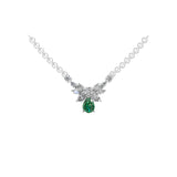 1.76Tcw Pear Shaped Emerald Drop Pendant Lab Gown Diamond 14K Gold Necklace